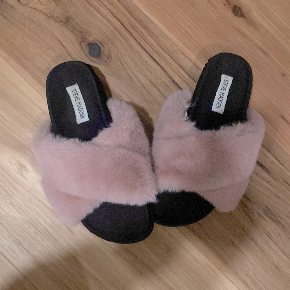 Steve Madden fur furry fuzzy sandal slides slippers